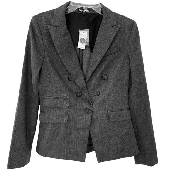 Express Blazer Suit Jacket Black With White Micro Dots New With Tag Women's 4 - Picture 1 of 10